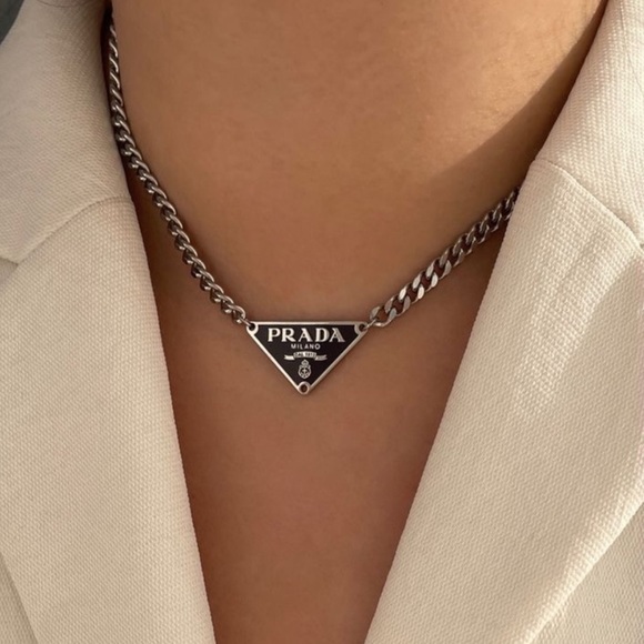 LIKE NEW Reclaimed Prada Logo Necklace - Picture 2 of 3